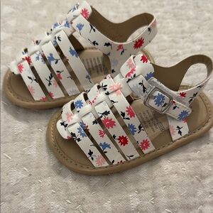 GAP White and Red Sandals with Playful Floral Print